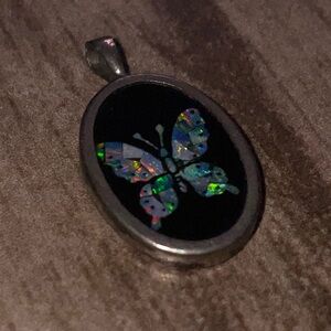 Sterling Silver Opal butterfly pendant